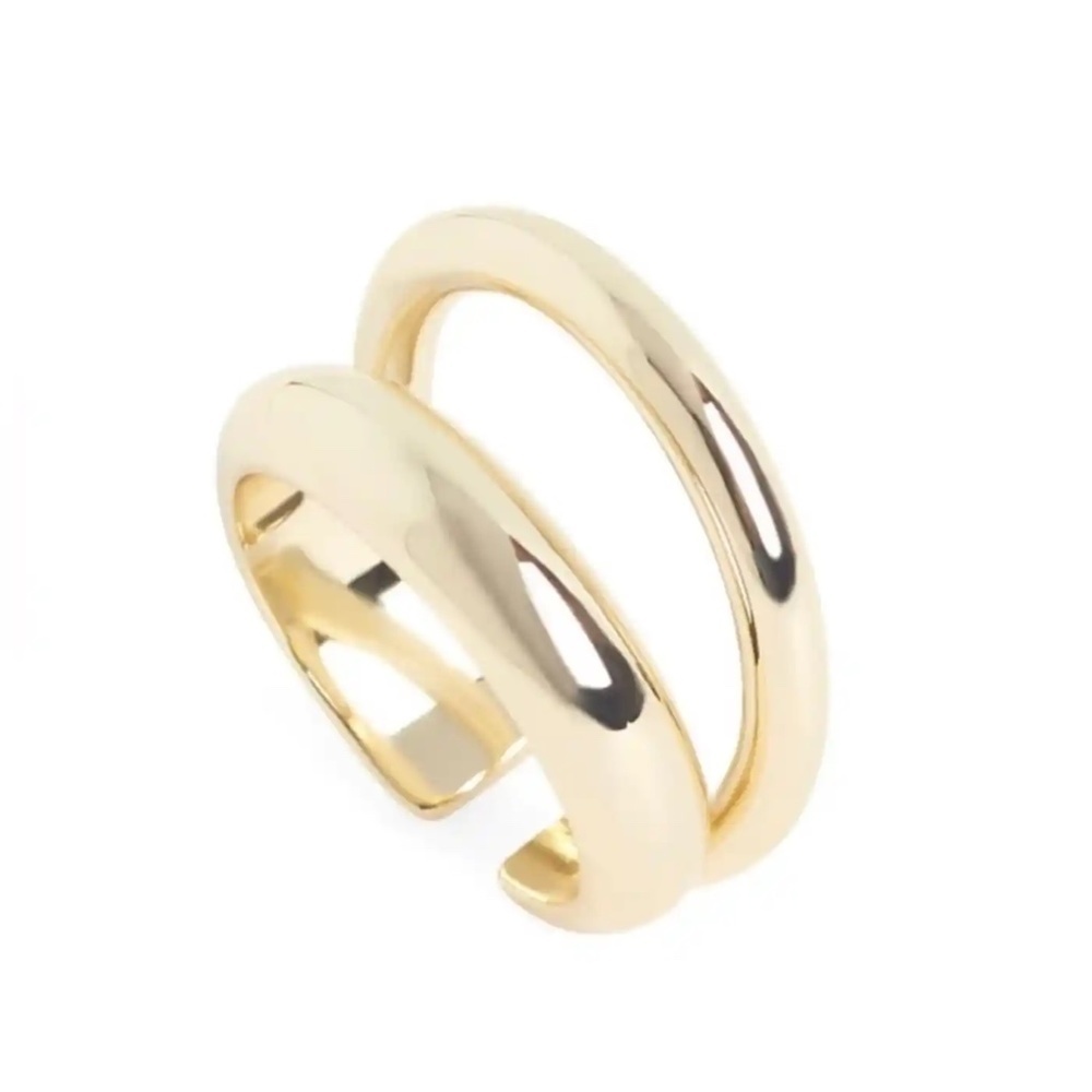 New LOREN STEWART Curateur Double Open Band Ring 14k Yellow Gold Plated Size 7 - Picture 7 of 7